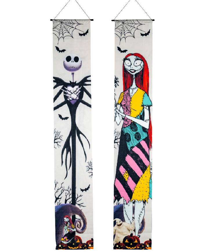 2 bannières en tissu nbxmas h. 180 cm x l. 30 cm env. dans un sachet avec étiquette ferme-sachet