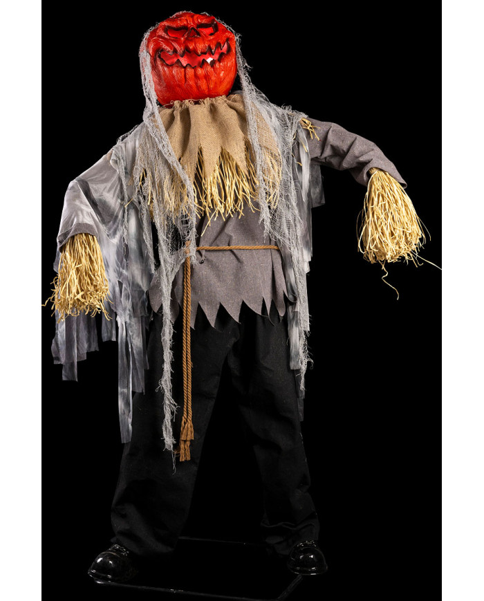 Monstre citrouille sur piédestal avec lumières, son et mouvement (piles comprises) h. env. 190 cm dans un sachet