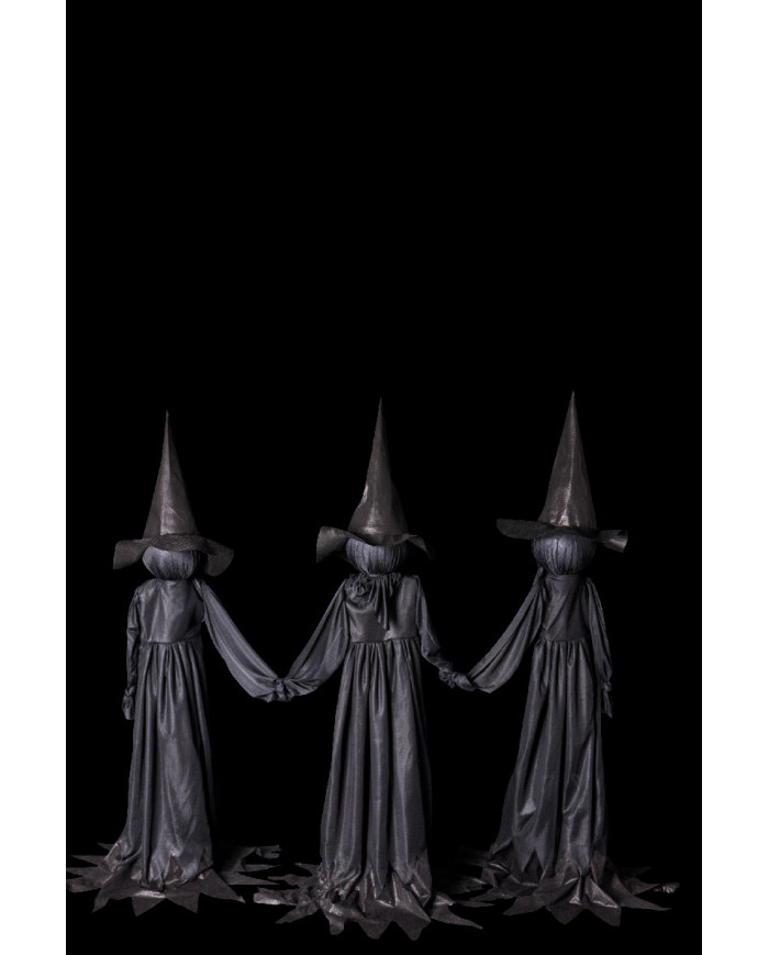 3 black witches with lights on pedestal (batteries inclueded) h.cm.150 with hangtag/label 3 black witches with lights on pedestal (batteries inclueded) h.cm.150 with hangtag/label