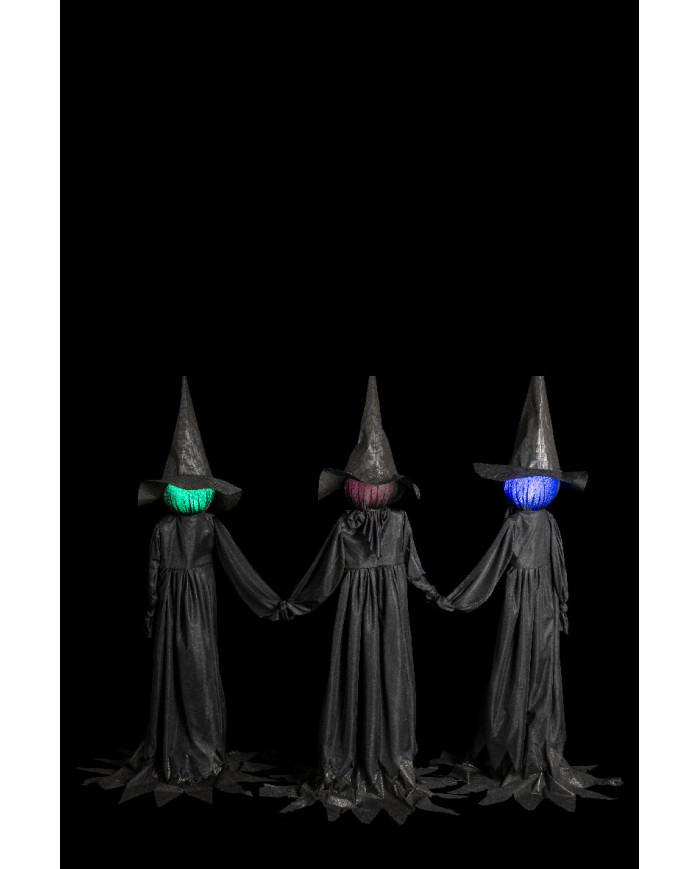 3 Brujas negras en pedestal con luces (pilas incluidas) de unos 150 cm de altura con etiqueta colgante/etiqueta adhesiva 3 Brujas negras en pedestal con luces (pilas incluidas) de unos 150 cm de altura con etiqueta colgante/etiqueta adhesiva