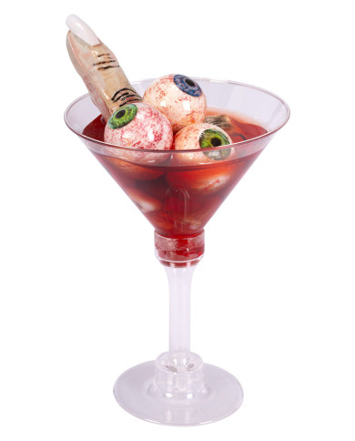 Bicchiere cocktail decorativo con parti umane h.cm.16 ca. con cartellino/etichetta