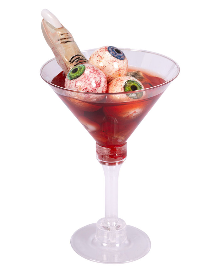 Verre à cocktail décoratif avec parties humaines h. env. 16 cm avec étiquette volante / étiquette Verre à cocktail décoratif avec parties humaines h. env. 16 cm avec étiquette volante / étiquette