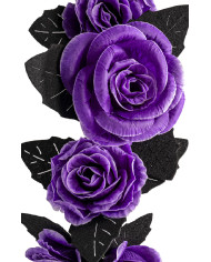 Guirlande florale luxe avec roses violettes l. env. 160 cm avec étiquette volante / étiquette