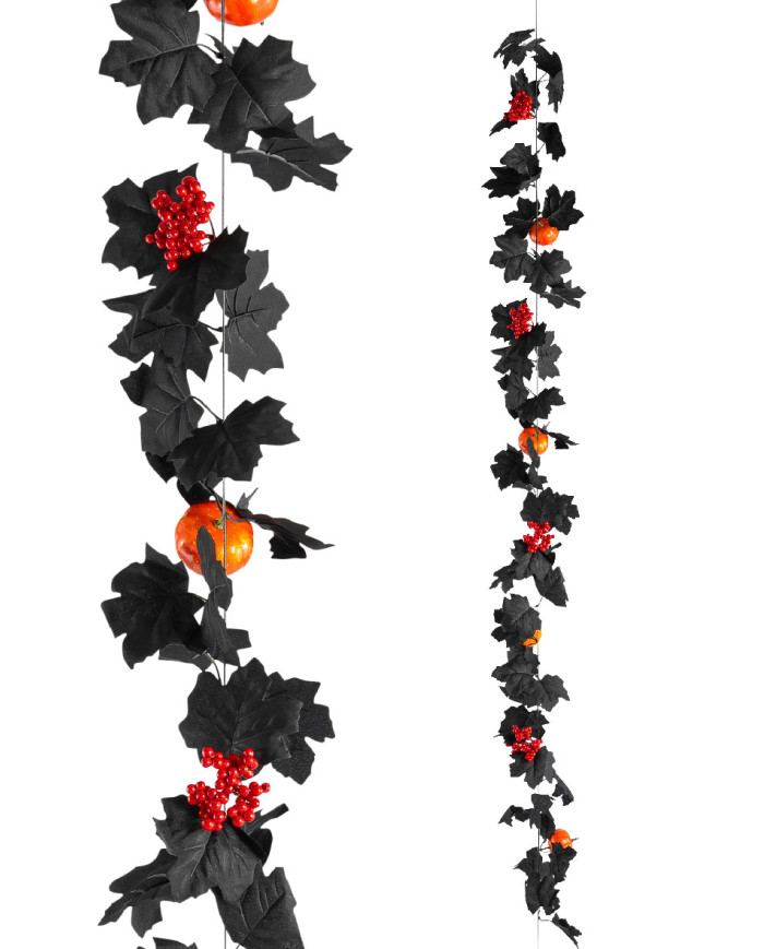 Blumen-Hängeschnur mit Kürbissen und roten Beeren L. ca. 175 cm mit Pappschild/Etikett