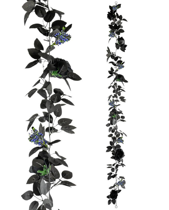 Floral string w/black roses l.cm. 175 with hangtag/label