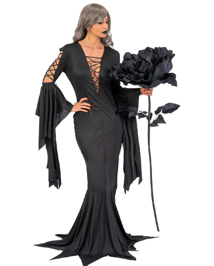 Riesige schwarze Rose aus Samt Stiel H. ca. 150 cm mit Pappschild/Etikett