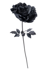 Riesige schwarze Rose aus Samt Stiel H. ca. 150 cm mit Pappschild/Etikett