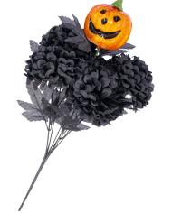 Branch with black chrysanthemums and pumpkin h.cm.40 with hangtag/label