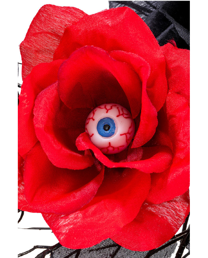 Tige avec roses rouges et noires et yeux h. env. 40 cm avec étiquette volante / étiquette