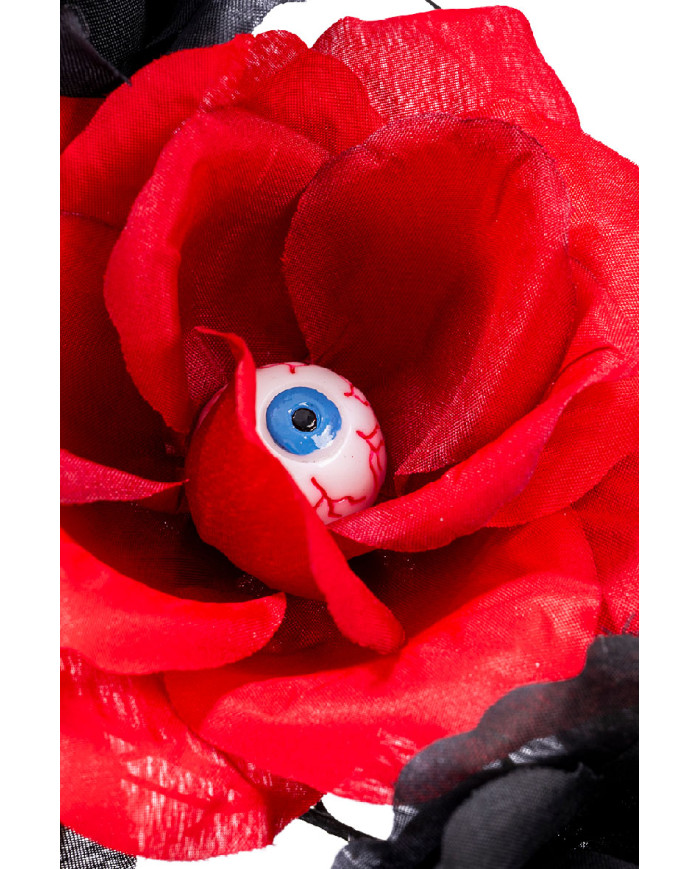 Tallo con rosas rojas y negras y ojos de unos 40 cm de altura con etiqueta colgante/etiqueta adhesiva