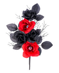 Stiel mit roten und schwarzen Rosen und Augen H. ca. 40 cm mit Pappschild/Etikett