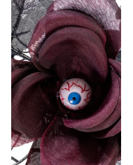 Tallo con rosas burdeos y ojos de unos 45 cm de altura con etiqueta colgante/etiqueta adhesiva