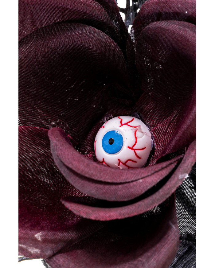 Branch w/bordeaux roses and eyes h.cm.45 with hangtag/label