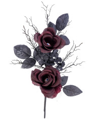 Tallo con rosas burdeos y ojos de unos 45 cm de altura con etiqueta colgante/etiqueta adhesiva