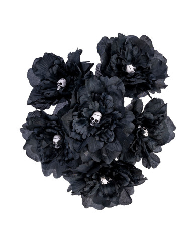 Stelo con fiori neri e teschi h.cm.40 ca. con cartellino/etichetta