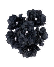 Tallo con flores negras y calaveras de unos 40 cm de altura con etiqueta colgante/etiqueta adhesiva