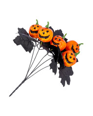 Branch with 5 pumpkins and feathers h.cm. 35 with label