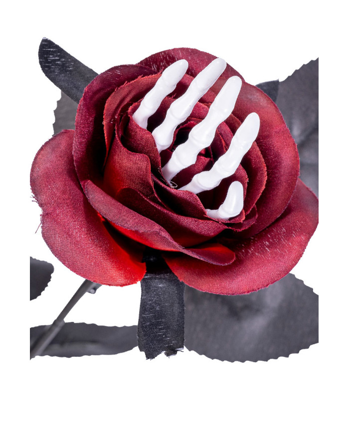 Halloween rose with skeleton hand h.cm. 38 ass.col. with label