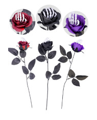 Halloween rose with skeleton hand h.cm. 38 ass.col. with label