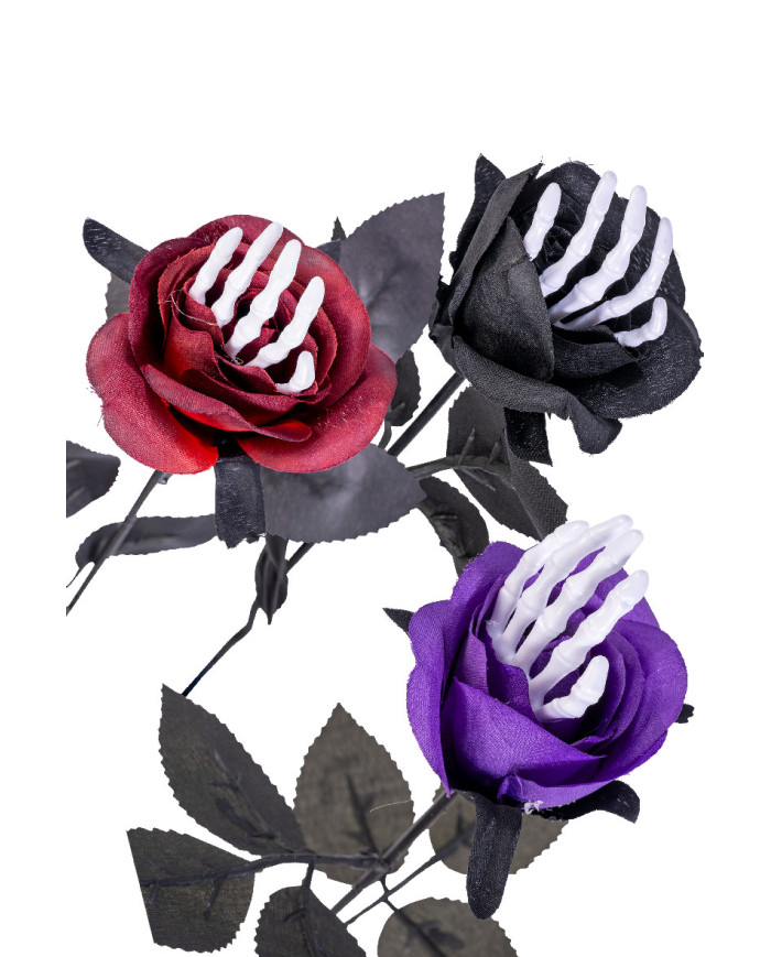Rosa Halloween mit Skelett Hand H. ca.38 cm versch. Farben mit Pappschild/Etikett