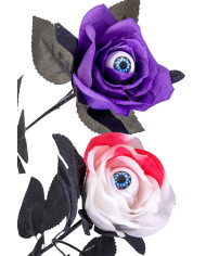 Rosa Halloween mit Auge H. ca.35 cm versch. Farben mit Pappschild/Etikett