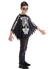 Poncho kleines Skelett aus Jersey Einheitsgröße L. ca. 55 cm in Beutel mit Haken