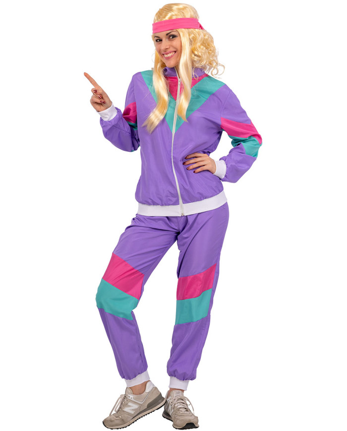 Costume tuta viola disco anni 80 e 90 T.U. (S/L) in busta c/gancio