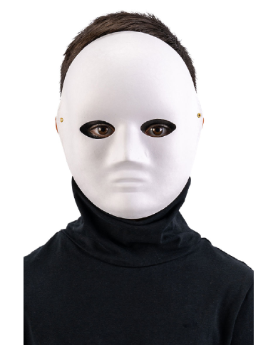 Medium paper face mask to be painted with hangtag/label