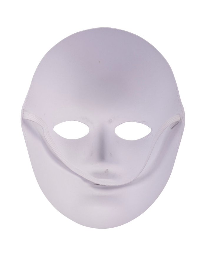 Maschera viso medio in carta da pitturare con cartellino/etichetta