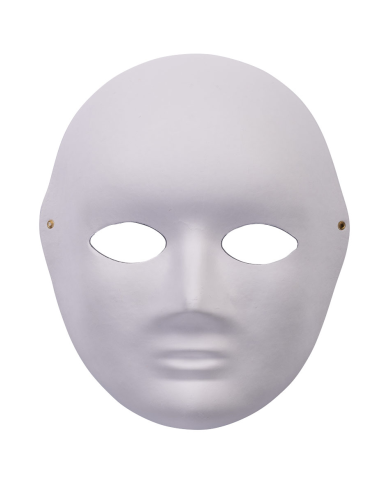 Gesichtsmaske mittelgroß aus Papier zum Bemalen mit Pappschild/Etikett Gesichtsmaske mittelgroß aus Papier zum Bemalen mit Pappschild/Etikett