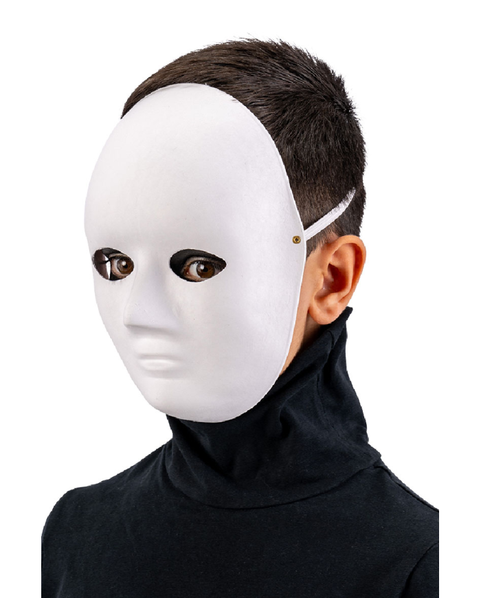 Gesichtsmaske mittelgroß aus Papier zum Bemalen mit Pappschild/Etikett
