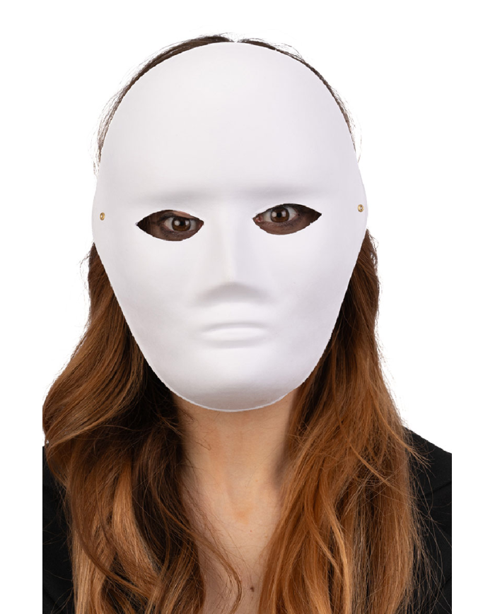 Maschera viso grande in carta da pitturare con cartellino/etichetta