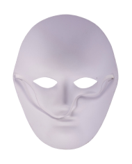 Maschera viso grande in carta da pitturare con cartellino/etichetta