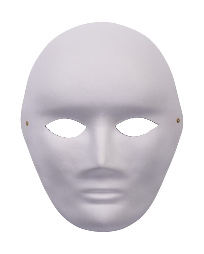 Masque visage de taille grande en papier à peindre avec étiquette volante / étiquette