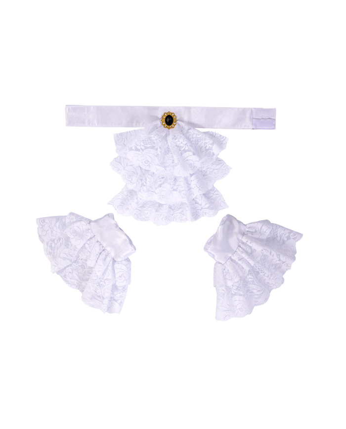 Set w/white gorget and wristbands in bag Set w/white gorget and wristbands in bag