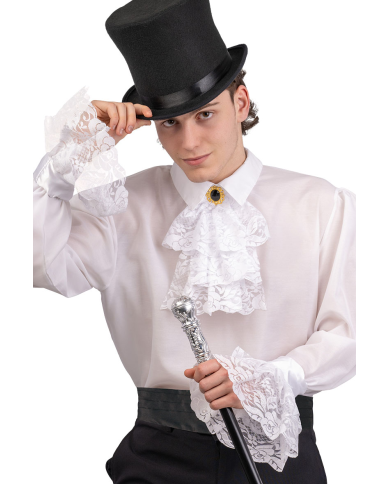 Kit de gorguera blanca y puños de tela en bolsa