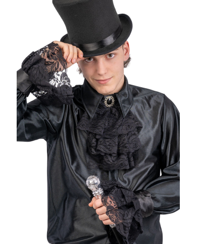 Ensemble collerette noire et poignets en tissu dans un sachet Ensemble collerette noire et poignets en tissu dans un sachet