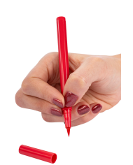 Roter Schminkstift Gesicht/Körper auf Pappkarton