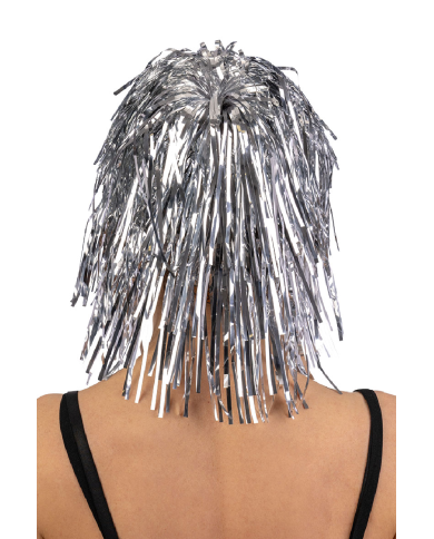 Silver metallic wig in bag