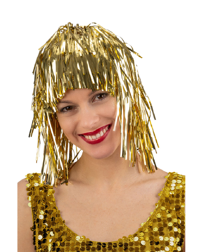 Parrucca metallizzata oro in busta