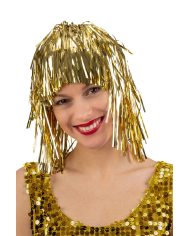 Gold metallic wig in bag