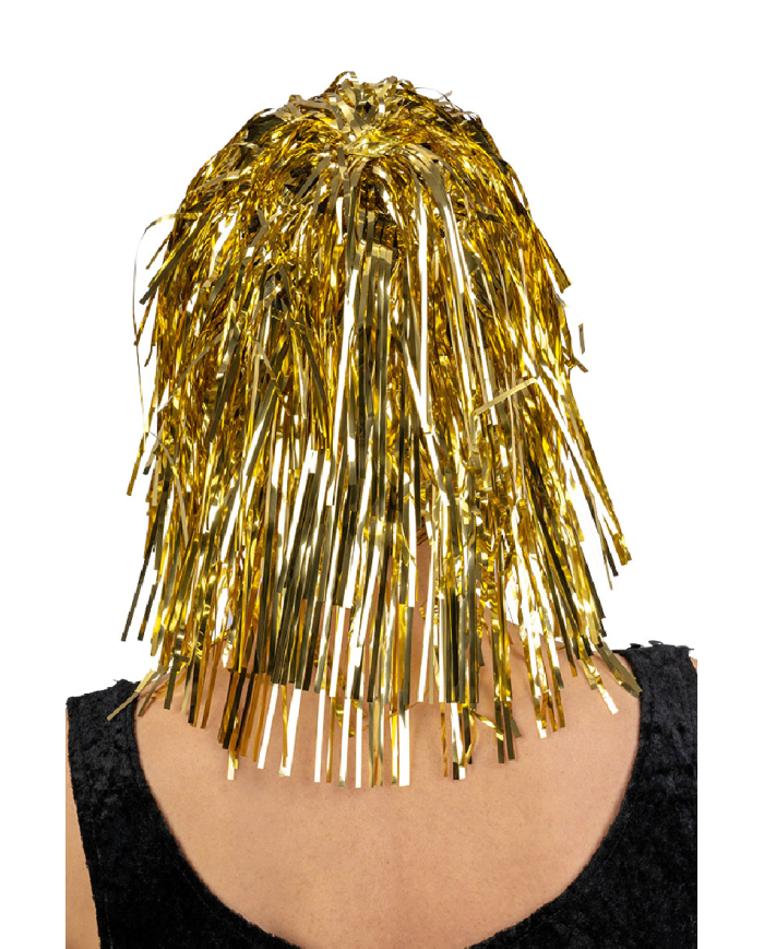 Gold metallic wig in bag
