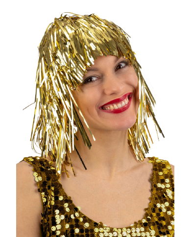 Parrucca metallizzata oro in busta