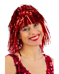 Red metallic wig in bag