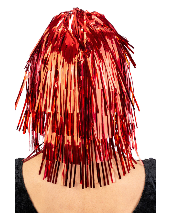 Peluca metalizada roja en bolsa