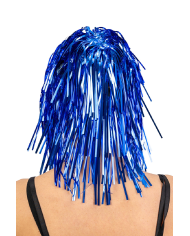 Blue metallic wig in bag