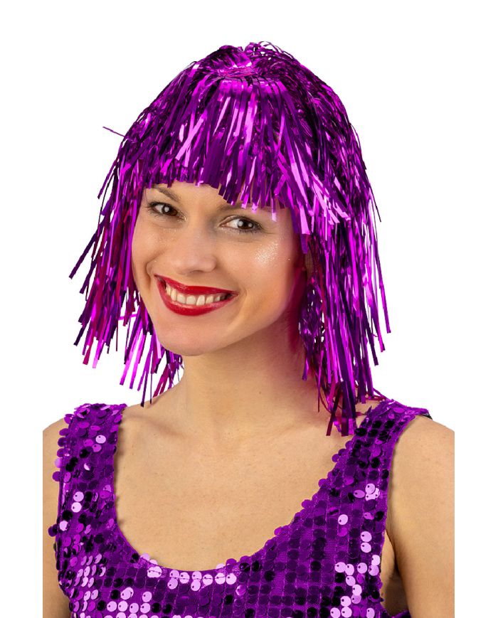 Fucsia metallic wig in bag