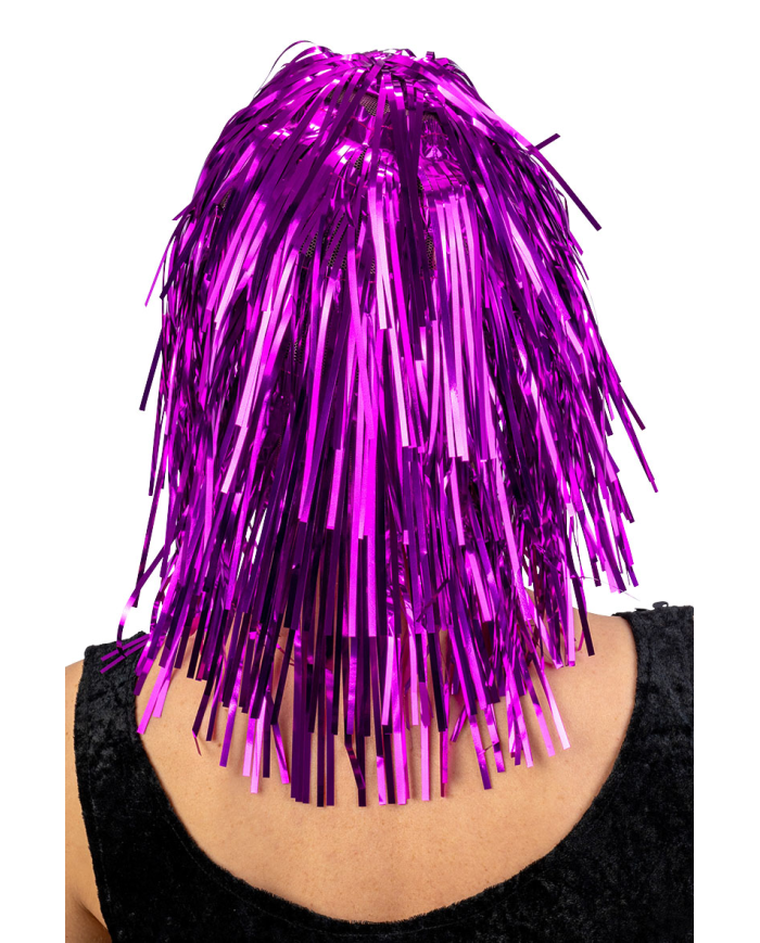 Fucsia metallic wig in bag