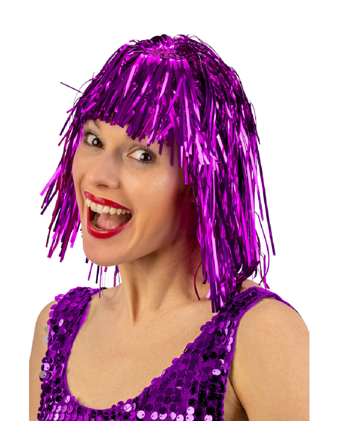 Fucsia metallic wig in bag