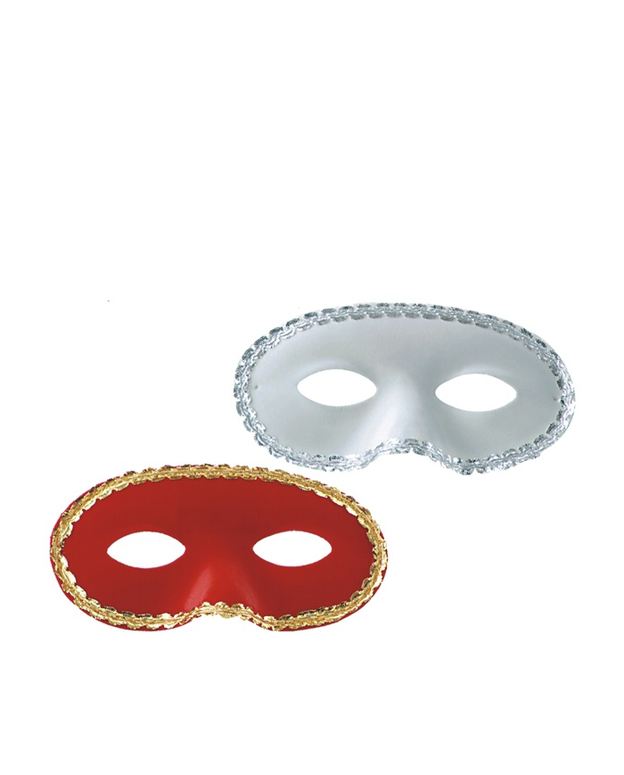 Antifaz de ante con pasamanería de colores surtidos con etiqueta